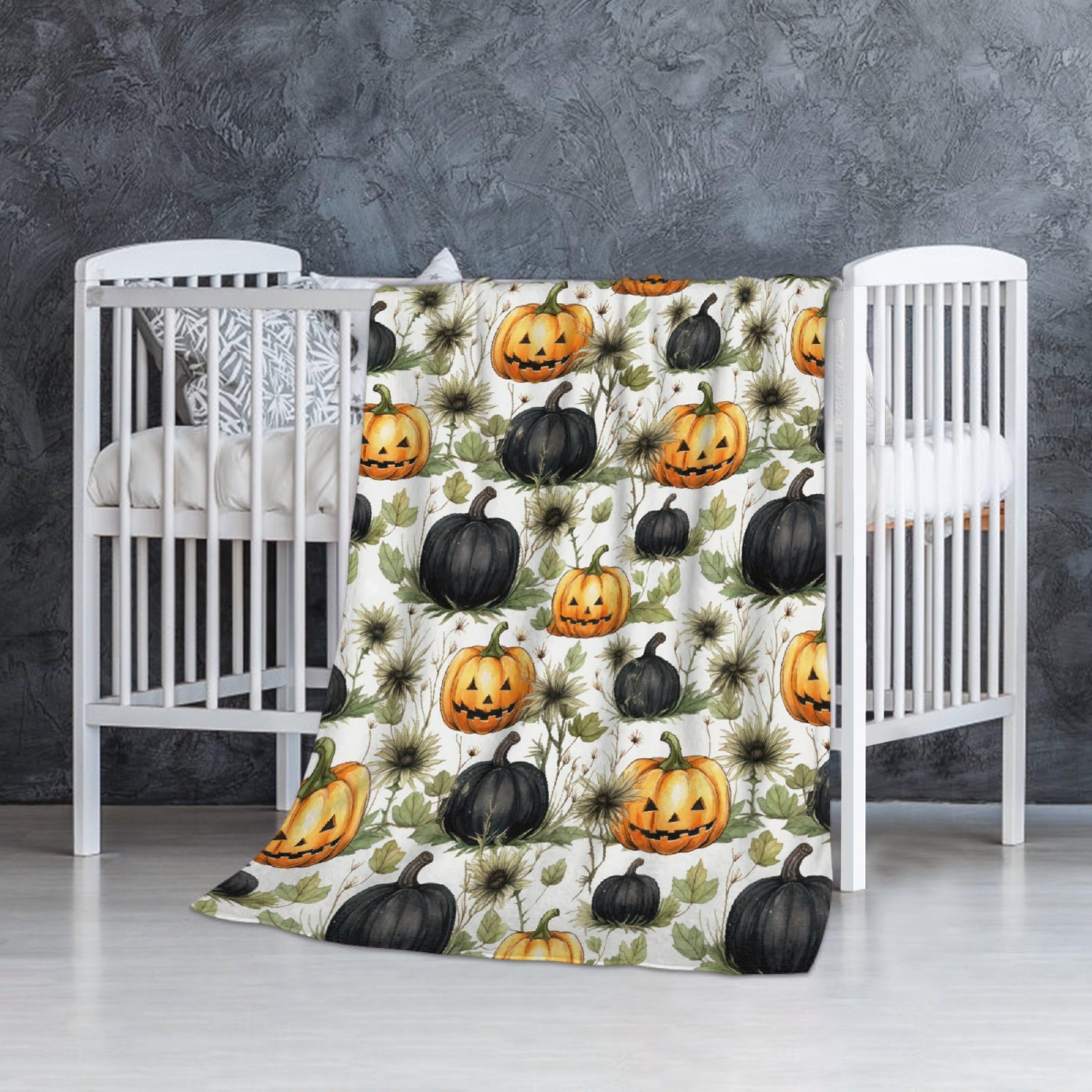 Halloween Pumkins Baby Blanket Gifts Super Soft Swaddle Newborn Cozy Baby Receiving Blanket Stroller Throw Blanket for Crib 40x30 in for Puppy