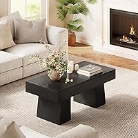 Vista 6 de LITTLE TREE - Mesa de café de granja, mesas de centro rectangulares de madera de 47 pulgadas con base gruesa, muebles modernos de cóctel y té