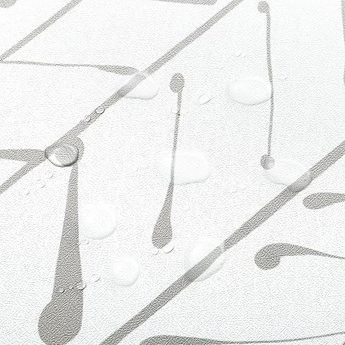 Miniatura 9 de Guvana Papel tapiz de espiga gris y blanco, papel de contacto autoadhesivo a rayas, papel tapiz de despegar y pegar, papel tapiz extraíble para