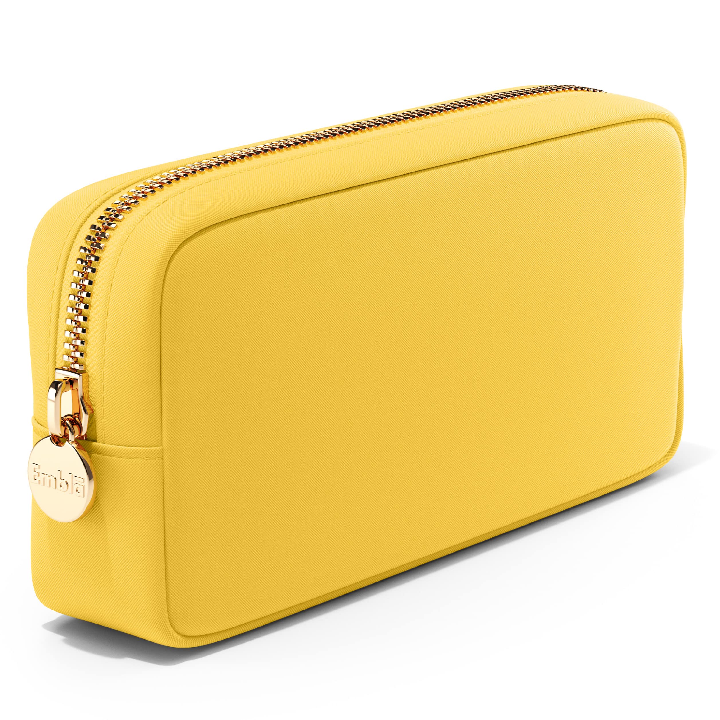 EmblaCosmetic Bag Makeup Bag Travel Pouch, Toiletry Bags Cute Makeup Organizer, Nylon Zipper Pouches, Pink Black Coin Purse, Storage Bag Cosmetics Organizer, Make up bags Mini, Small, Large,, Lemon