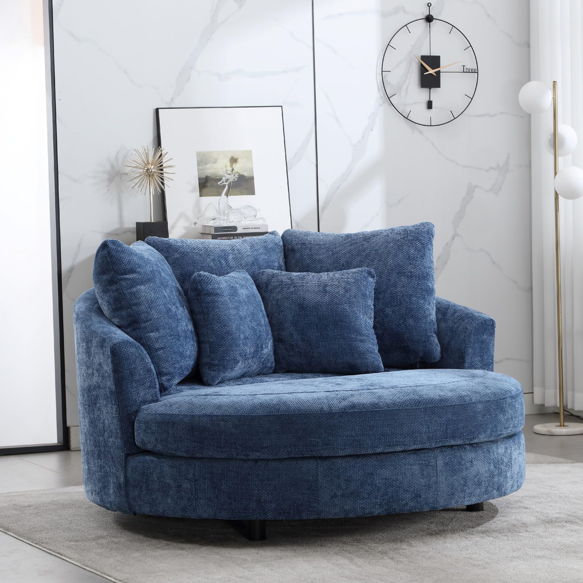 Amazon.com: Yoglad Oversized Round Swivel Accent Chair - 360 Degree Chairs with Ottoman Armrest ...