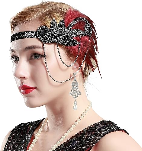 Miniatura 2 de BABEYOND 1920s Flapper Accessories Set Gatsby Costume Accessories 20s Flapper Headband Pearl Necklace Gloves Holder
