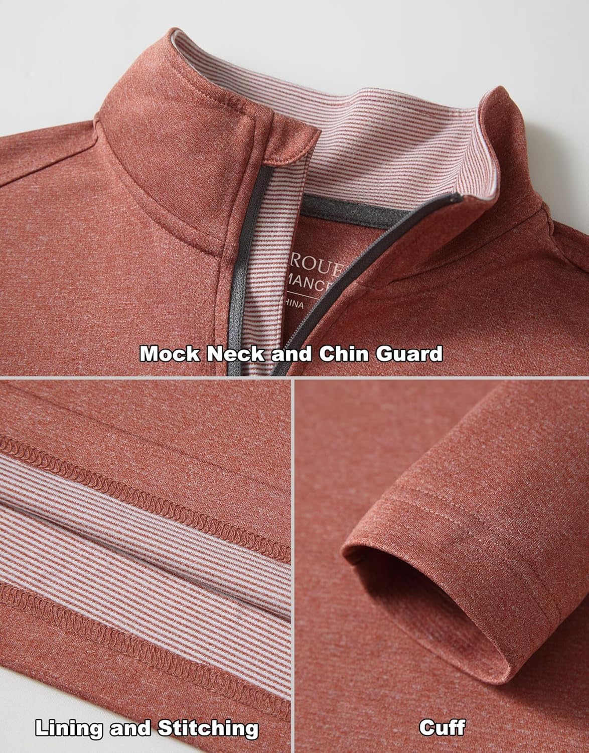 MICHEL ROUEN Quarter Zip Pullover Men Long Sleeve Dry Fit Moisture Wicking 1/4 Zip Pullover Mens Mock Neck Heather Sweatshirt - Image 5