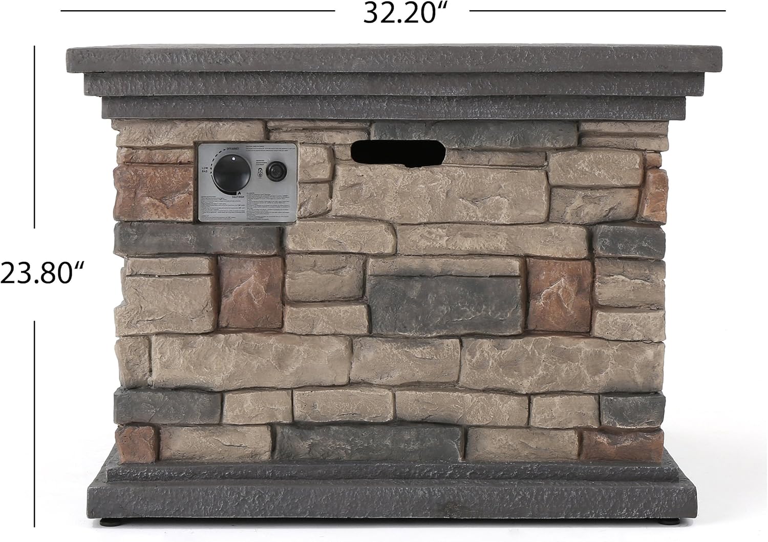 Christopher Knight Home | Crawford | Outdoor Square Propane Fire Pit with Stone