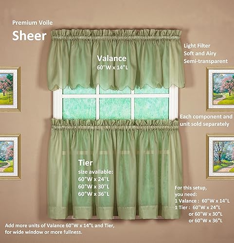 Miniatura 3 de Today's Curtain Emelia - Cenefa de gasa original de 14 pulgadas, hoja polvorienta, 60 pulgadas de ancho x 14 pulgadas de largo