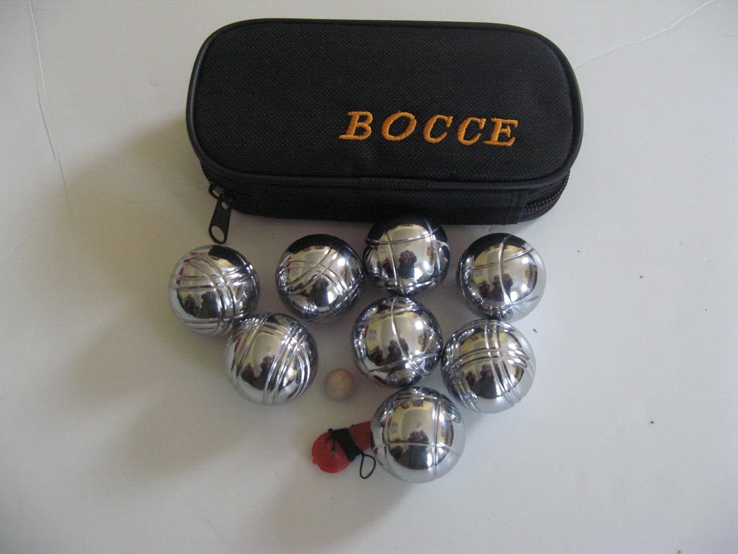 BuyBocceBalls Listing - 8 Ball Little and Large Pack - Combo 73mm and 35mm Metal Bocce/Petanque Sets with Black Bags