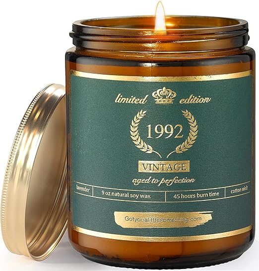 Amazon Co Jp 1992 女性用 誕生日プレゼント 天然ソイキャンドル ラベンダー 9オンス 30歳誕生日キャンドル 30歳の 誕生日デコレーション 女性と男性の誕生日 30歳の誕生日のアイデア 30歳の誕生日プレゼント ホーム キッチン