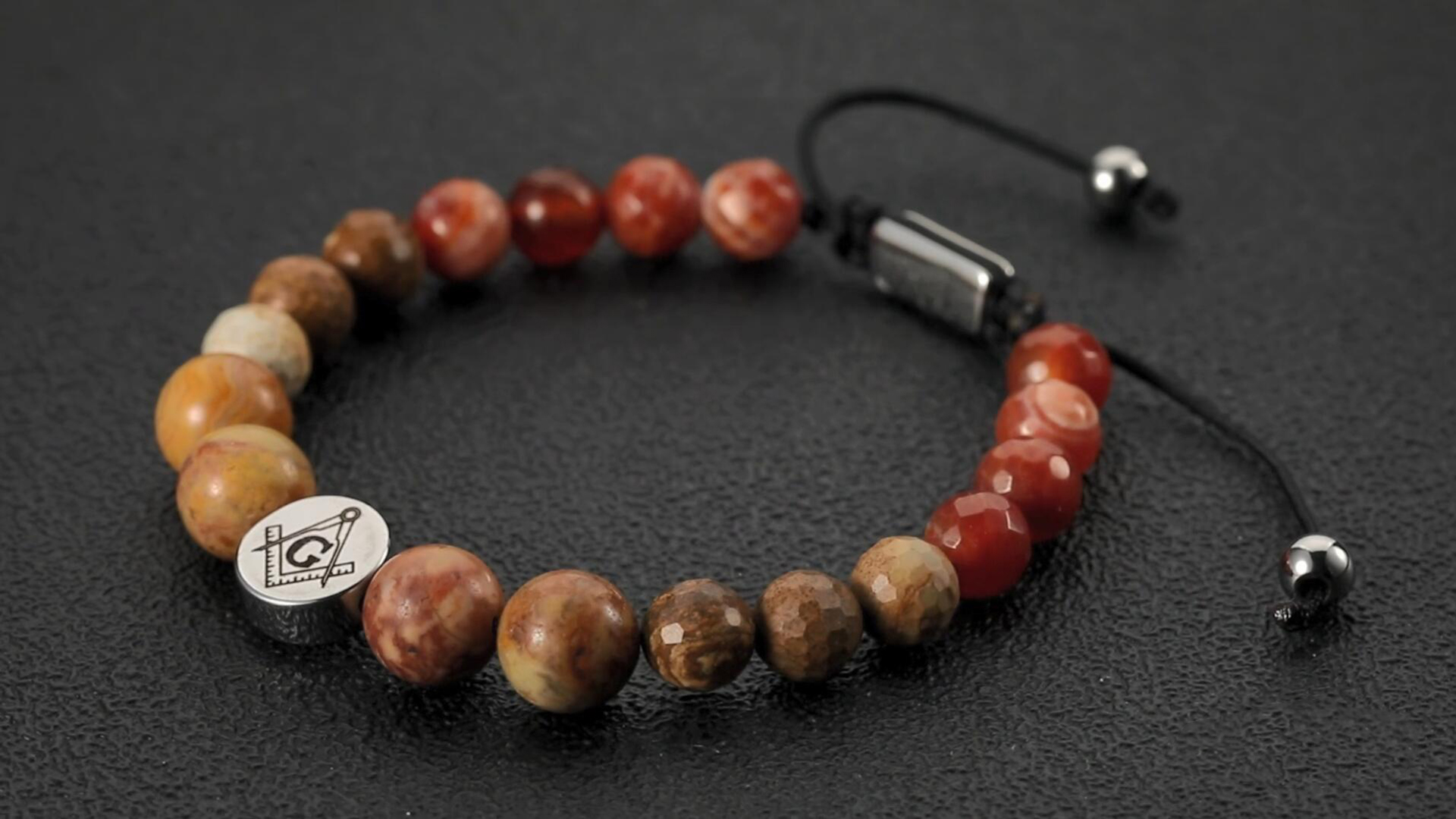 Pulsera Masonic para hombre con piedras naturales miniatura 7