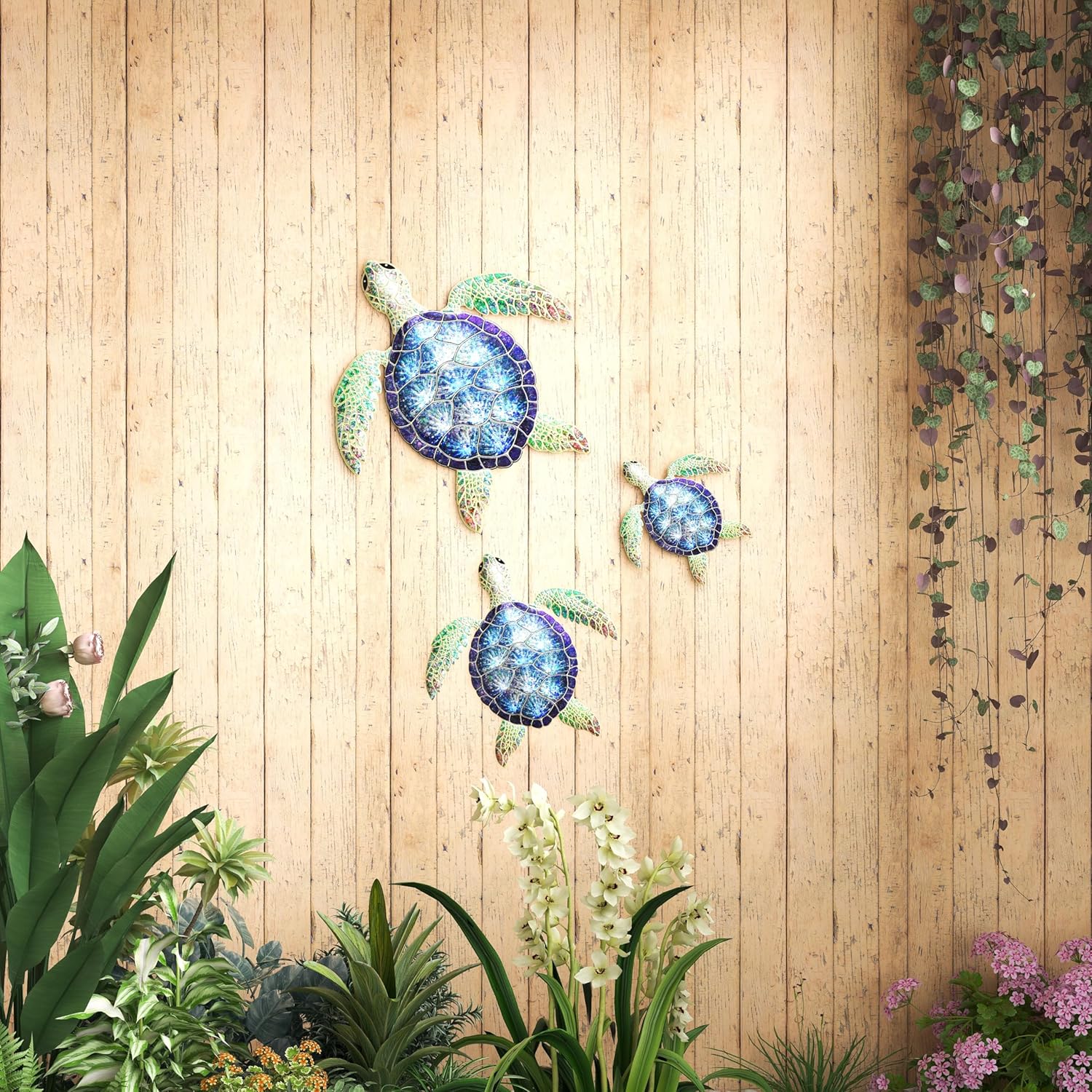 UXZCVIO Metal turtle wall decoration outdoor and indoor navigation hanging sculptures gardens swimming pools terraces balconies hedge kitchens or bathrooms