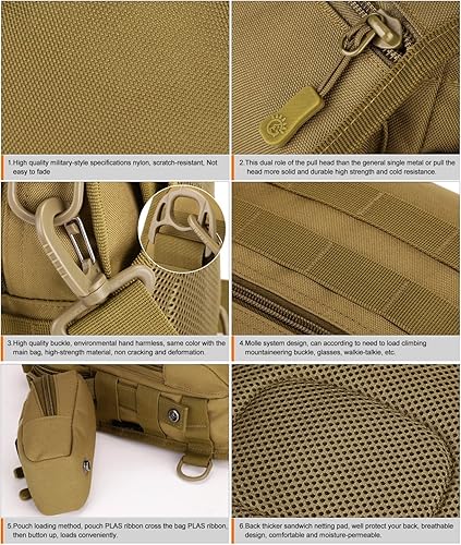 Miniatura 5 de Protector Plus UNISTRENGH - Mochila táctica grande Molle para el hombro, bolsa de hombro