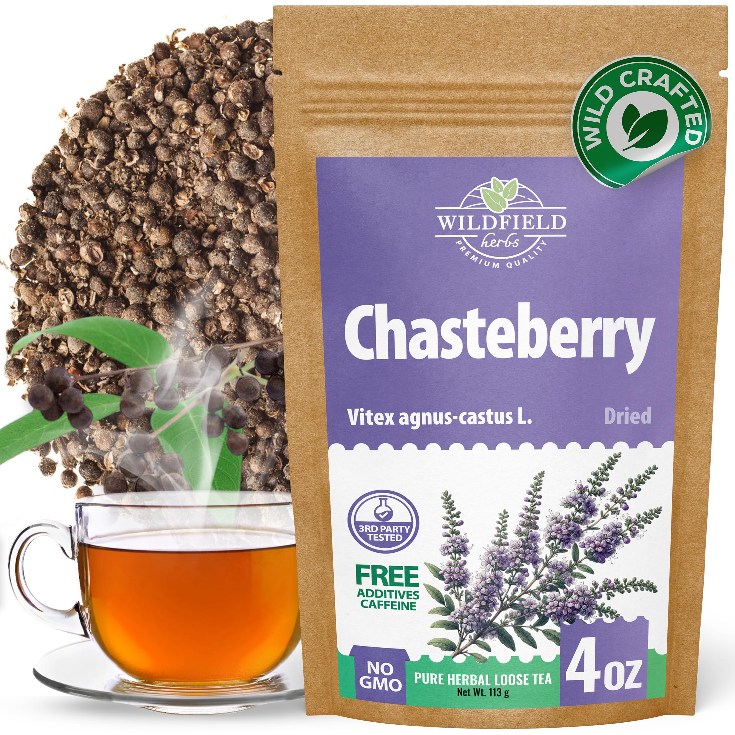 4 oz. Chaste Tree Berry Сhasteberry Tea Chaste Tree Berry Tea Herb (Vitex Agnus-Castus) - 113g Herbal Vitex Sauzgatillo