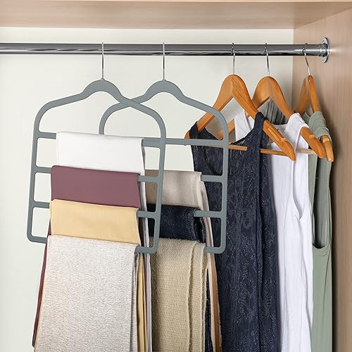 Miniatura 22 de Myfolrena - Percha de terciopelo para pantalones y pantalones cortos que ahorran espacio, antideslizante para pantalones cortos, múltiples perchas