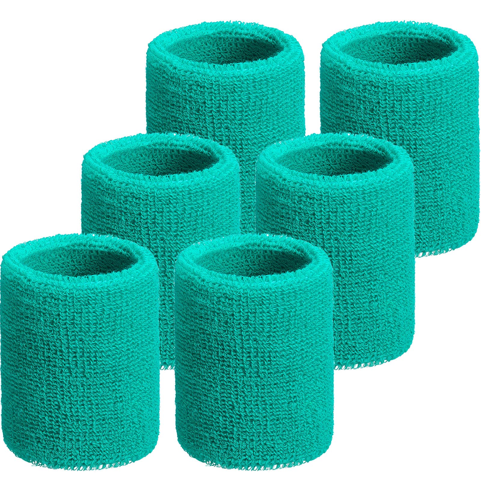 WILLBOND 6 Pack Wrist Sweatbands Paris Sports Competitions Wrist Bands Absorbent Sweatbands for International Sports Party Tennis Football Basketball Running Working(Turquoise) โ image 1
