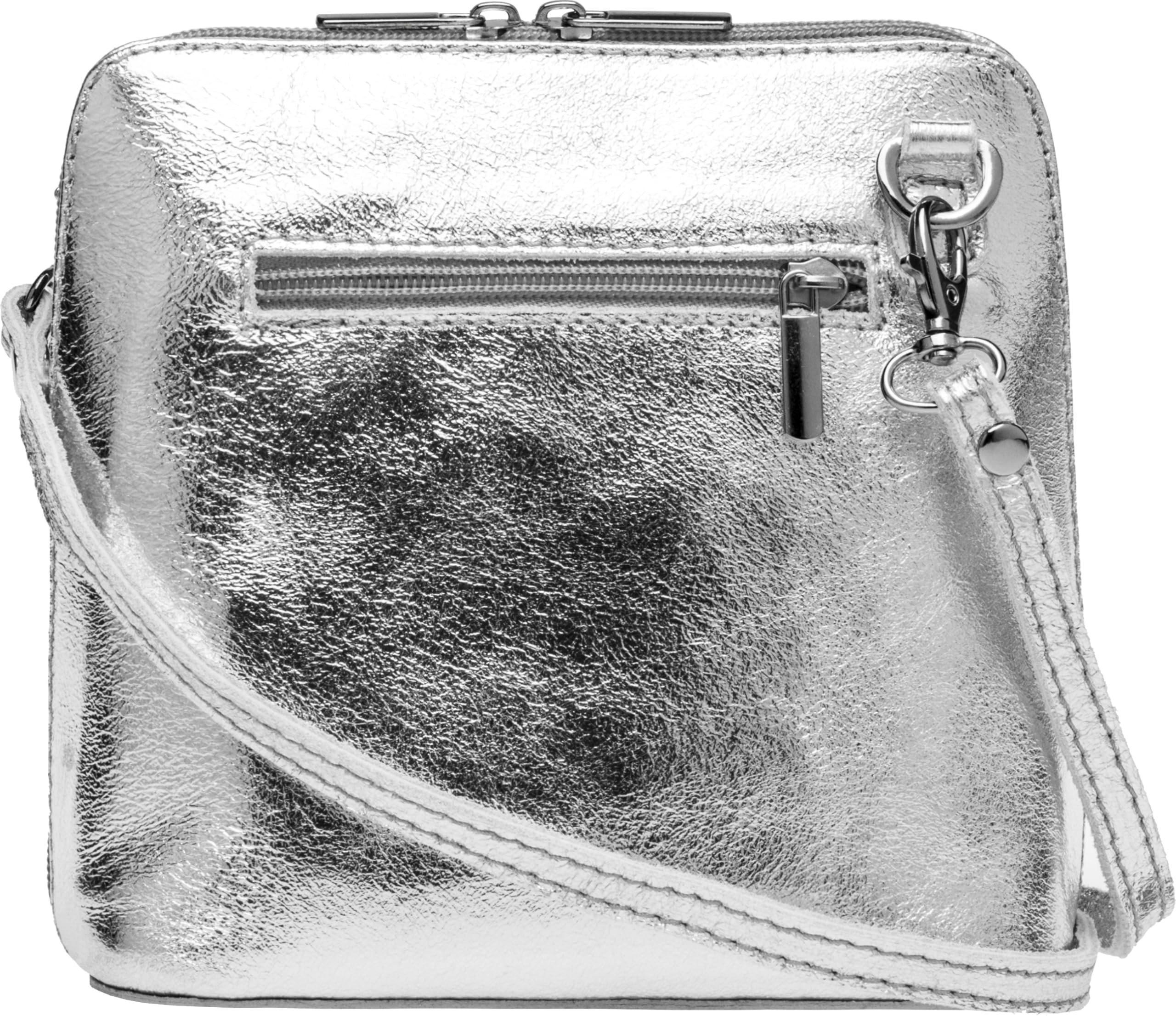 Caspar Kleine Elegante Leder Clutch Damen Umhängetasche in metallic Optik - CLASSIC LINE - Modell No.778 - Made in Italy