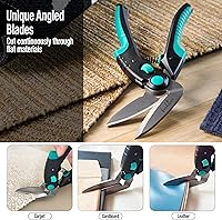 Vista 2 de Beaditive Tijeras de artesanía en ángulo multiusos de 10 pulgadas, acero inoxidable japonés, hoja dentada, tijeras industriales para telas gruesas