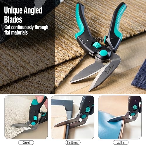 Miniatura 2 de Beaditive Tijeras de artesanía en ángulo multiusos de 10 pulgadas, acero inoxidable japonés, hoja dentada, tijeras industriales para telas gruesas,