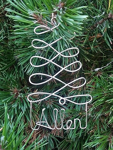 Miniatura 6 de Adornos de Navidad personalizados, árbol plateado, dorado o rojo con cualquier nombre, etiqueta de nombre de regalo, adorno de nombre personalizado,
