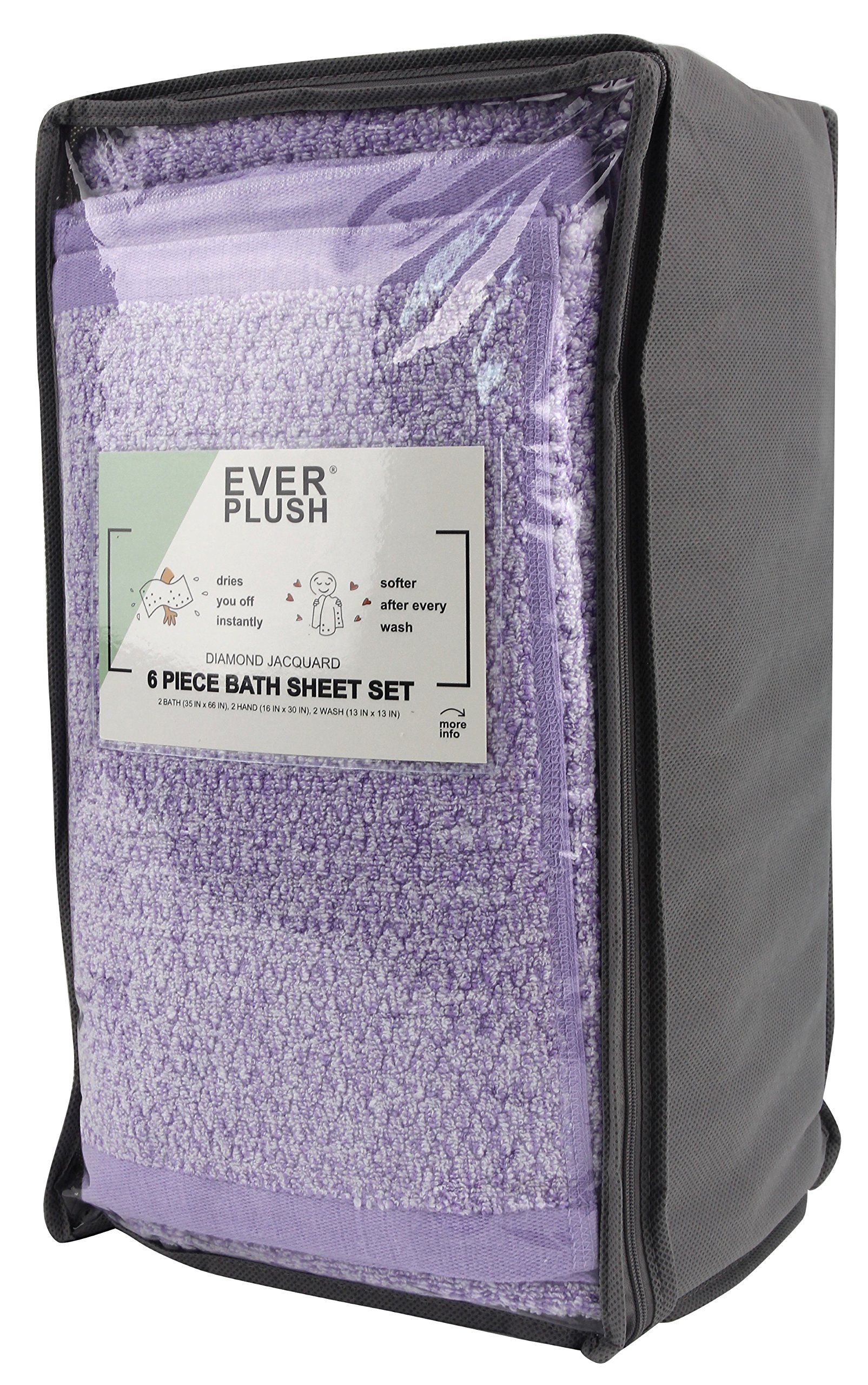 Everplush Diamond Jacquard - Juego De Toallas De Baño De 6