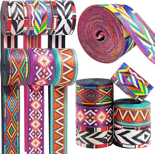 6 rollos de correas de nailon bohemio de 1.5 pulgadas, correas para bolso, correas para mochilas, correas de nailon con patrones para cinturón de