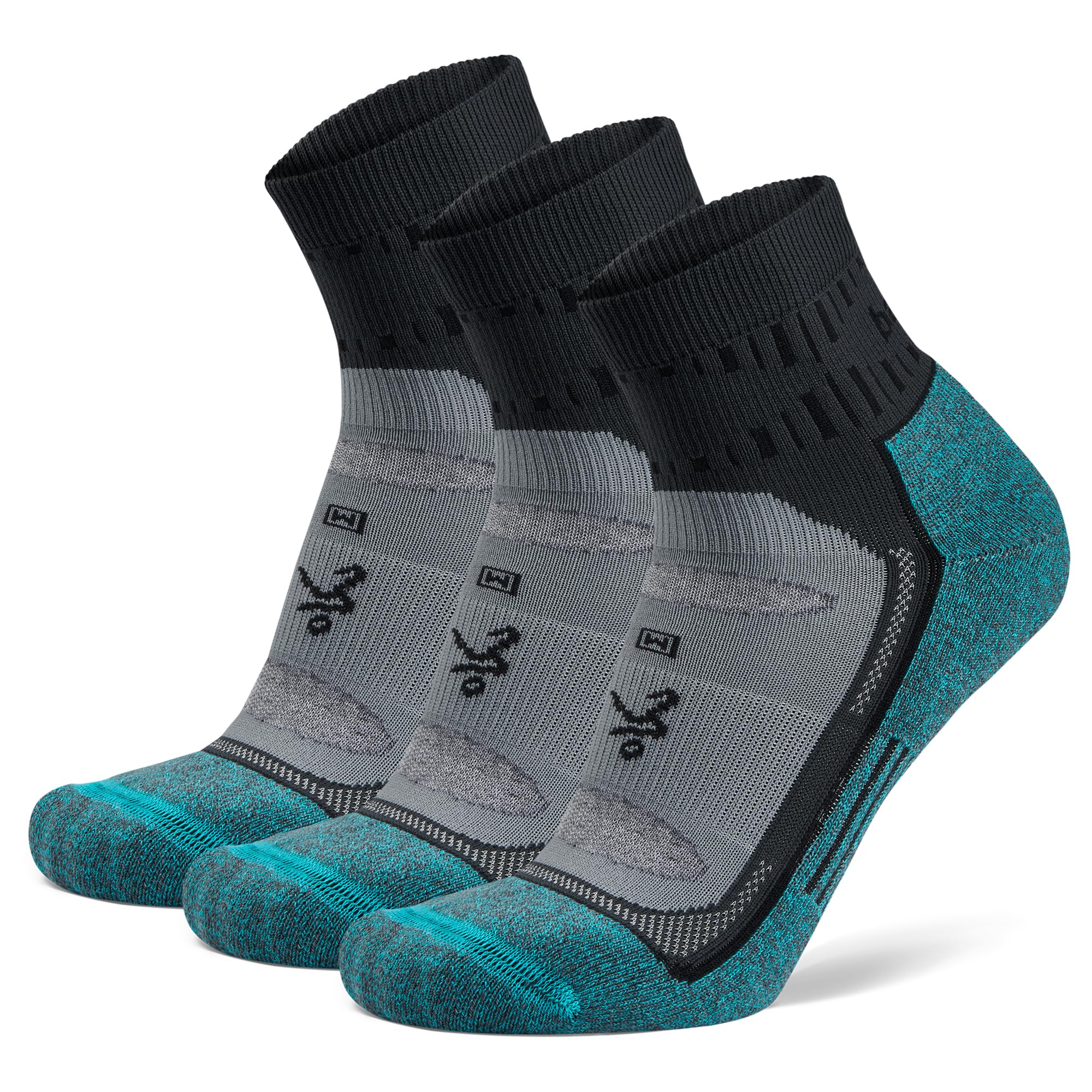 Balega Blister Resist Quarter 3 Pack Socks, Grey/Blue, S (Pack of 3)