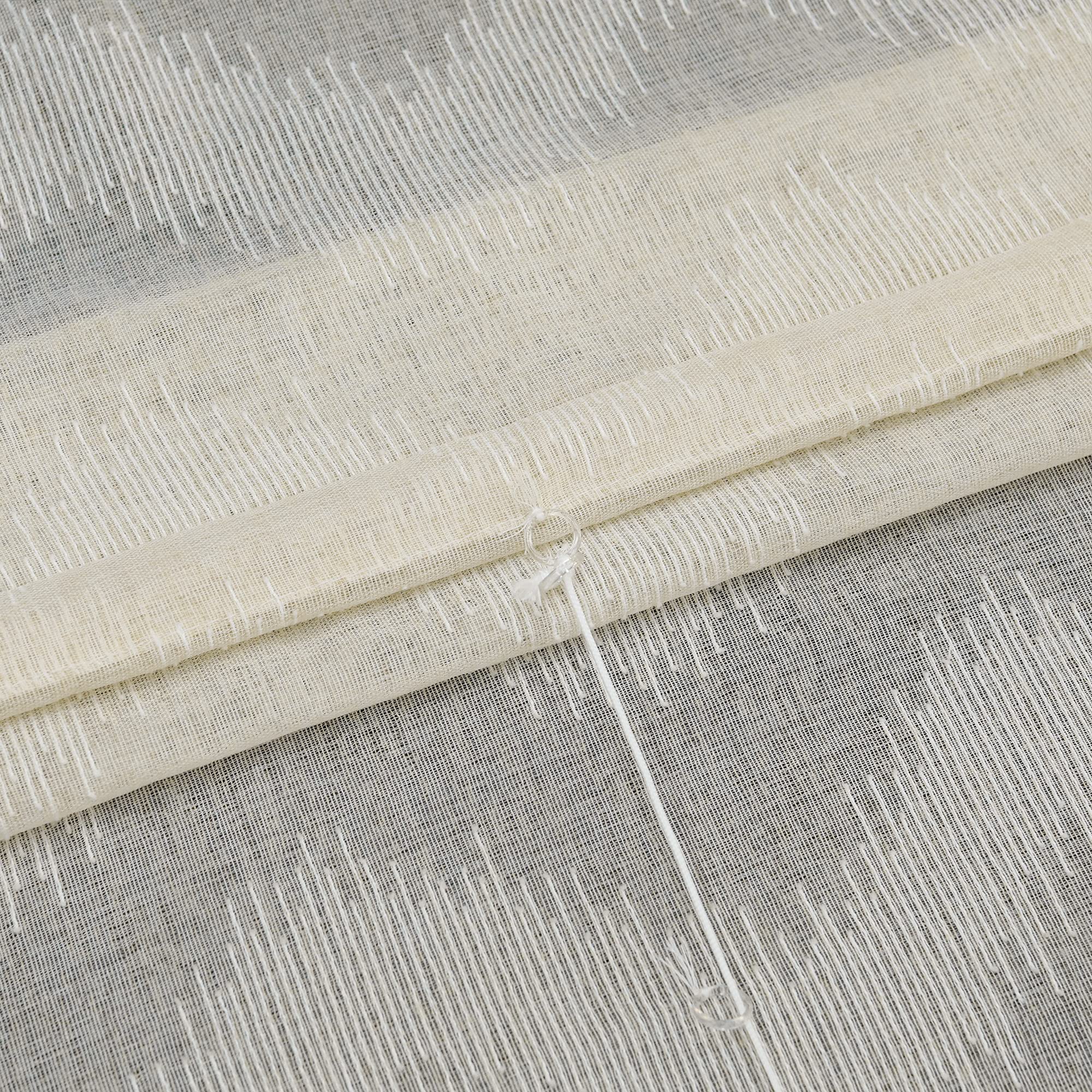 Raffrollo mit Schlaufen halbtransparente Raffgardine Landhaus Küche Gardinen Leinen Schlaufenrollo Wohnzimmer Schals Welle-Raffrollos Mordern Beige BxH 140x140cm 1 Stück