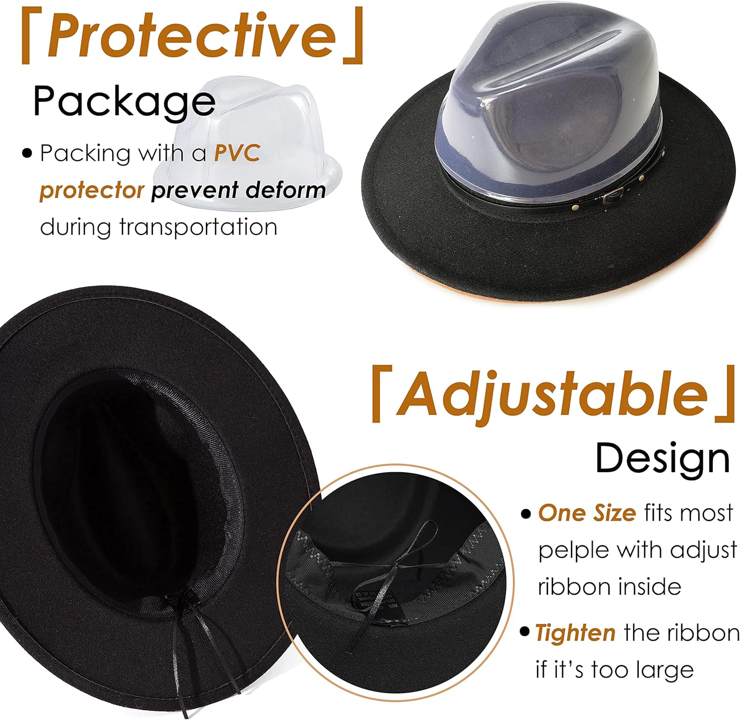 Lisianthus Women Belt Buckle Fedora Hat Medium Black