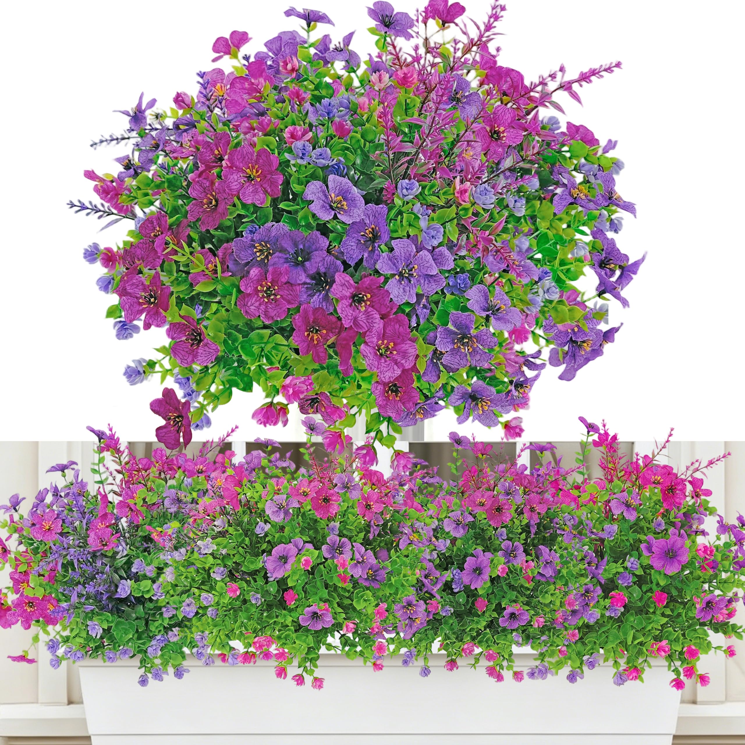 LuckyCao Künstliche Blumen 10 Bündel Balkon Kunstblumen UV-beständig Wetterfest - Kunstpflanzen wie Echt Balkonpflanzen für Balkonkasten Balkon Garten, Innen Außen Deko Blumenstrauß
