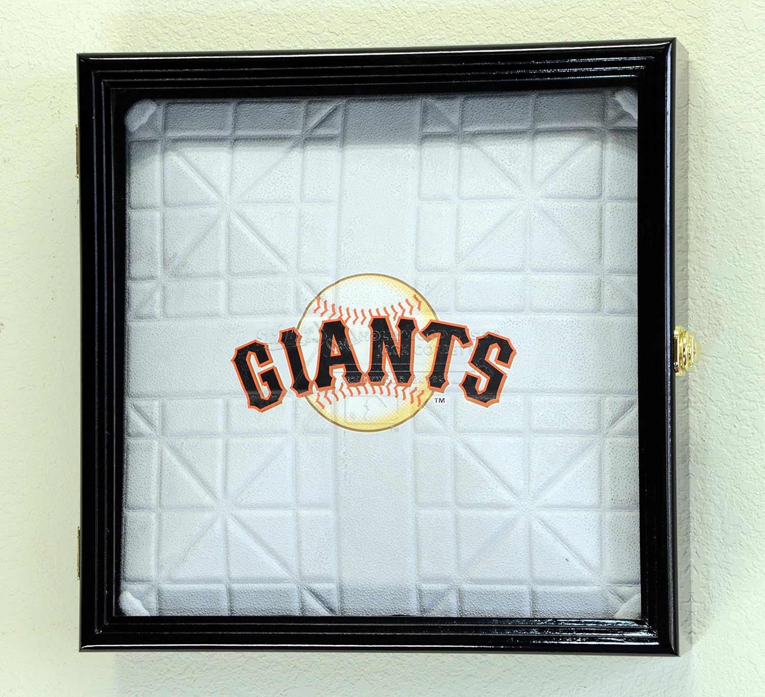 Full Size Baseball Base Plate Display Case Cabinet Shadowbox Holder 98% UV (Black Finish)