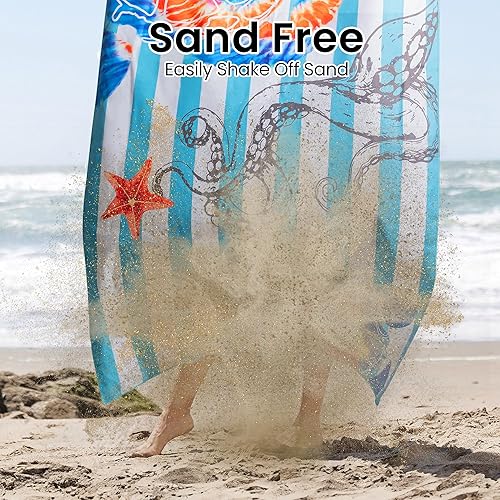 Miniatura 4 de Winthome Toalla de playa fina de secado rápido de 35.4 x 70.8 pulgadas, extra grande, ligera, de microfibra, sin arena, para viajes, piscina,