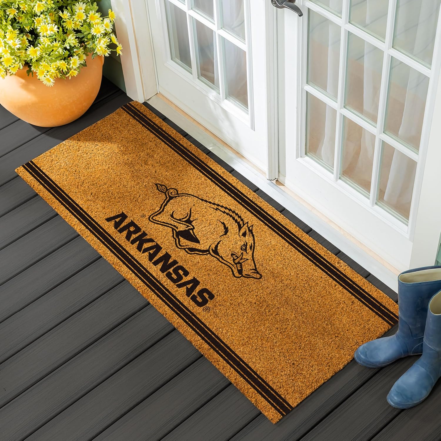 Team Sports America NCAA University of Arkansas College Personalized Coir Door Mat, 18 x 30 Inches Custom Name Doormat, Front Door Welcome Mats