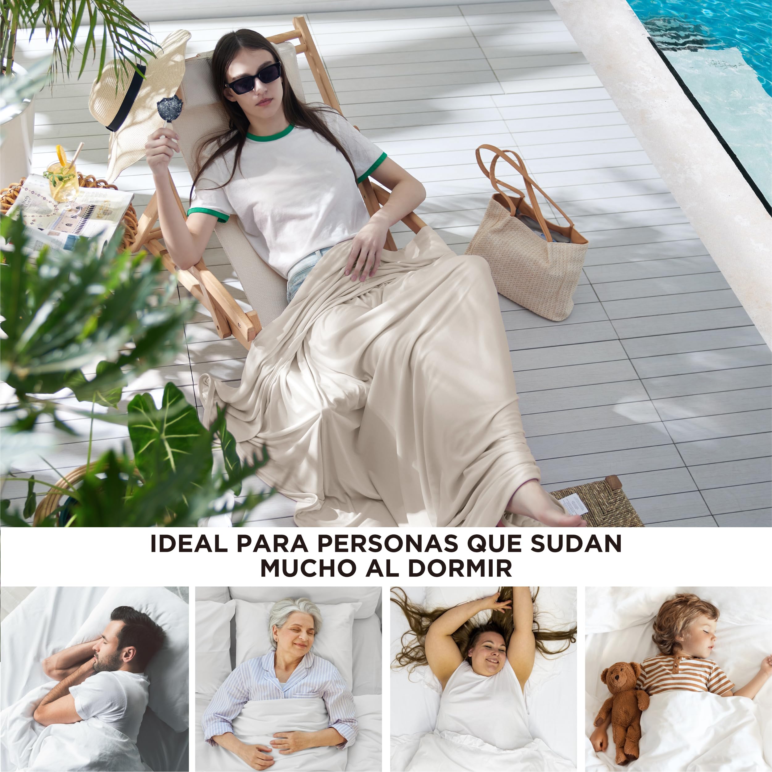 Bedsure Manta Refrescante para Personas – Manta de Verano con Fibras ARC-Chill Q-MAX >0.4, Ligera y Transpirable, Manta Sofá Verano para Personas Calurosas y Sudoración Nocturna, 150x200 cm, Beige