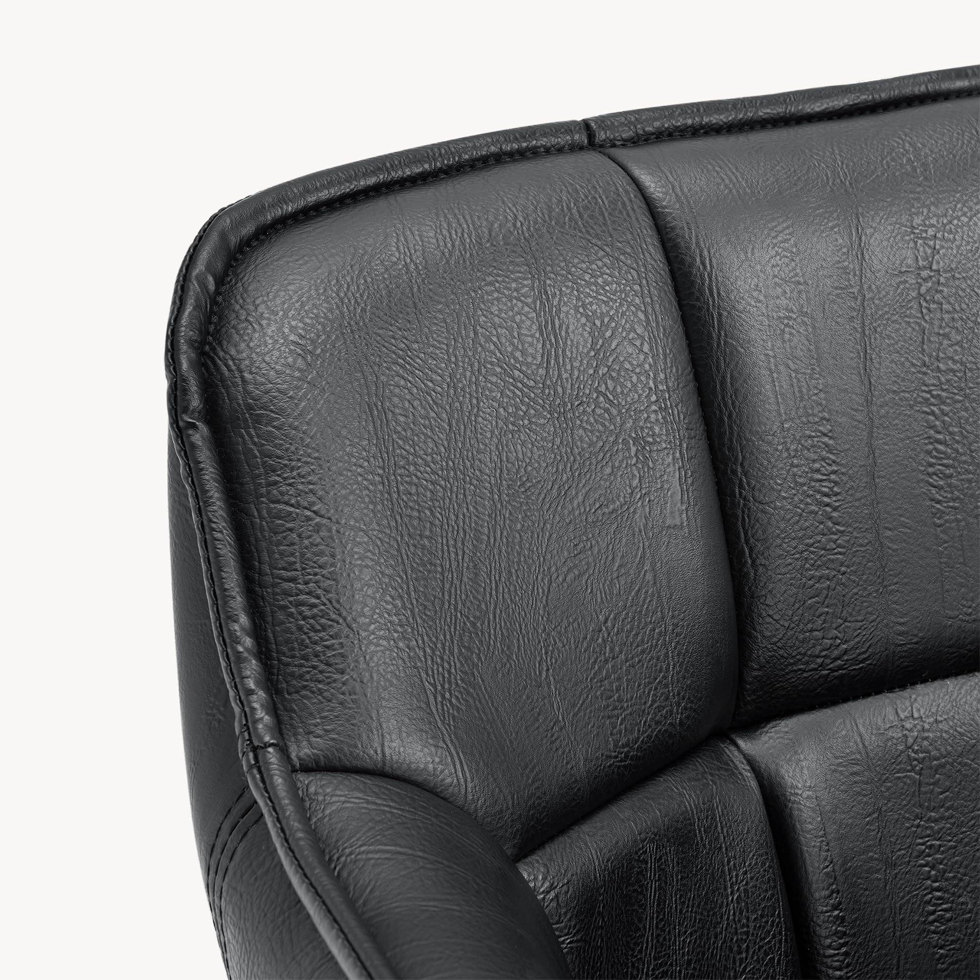 [en.casa] Poltrona Sedia per Sala Pranzo Studio Poltroncina con Braccioli e Schienale Poltrona in Stile Trapuntato Rivestimento in Similpelle - Nero