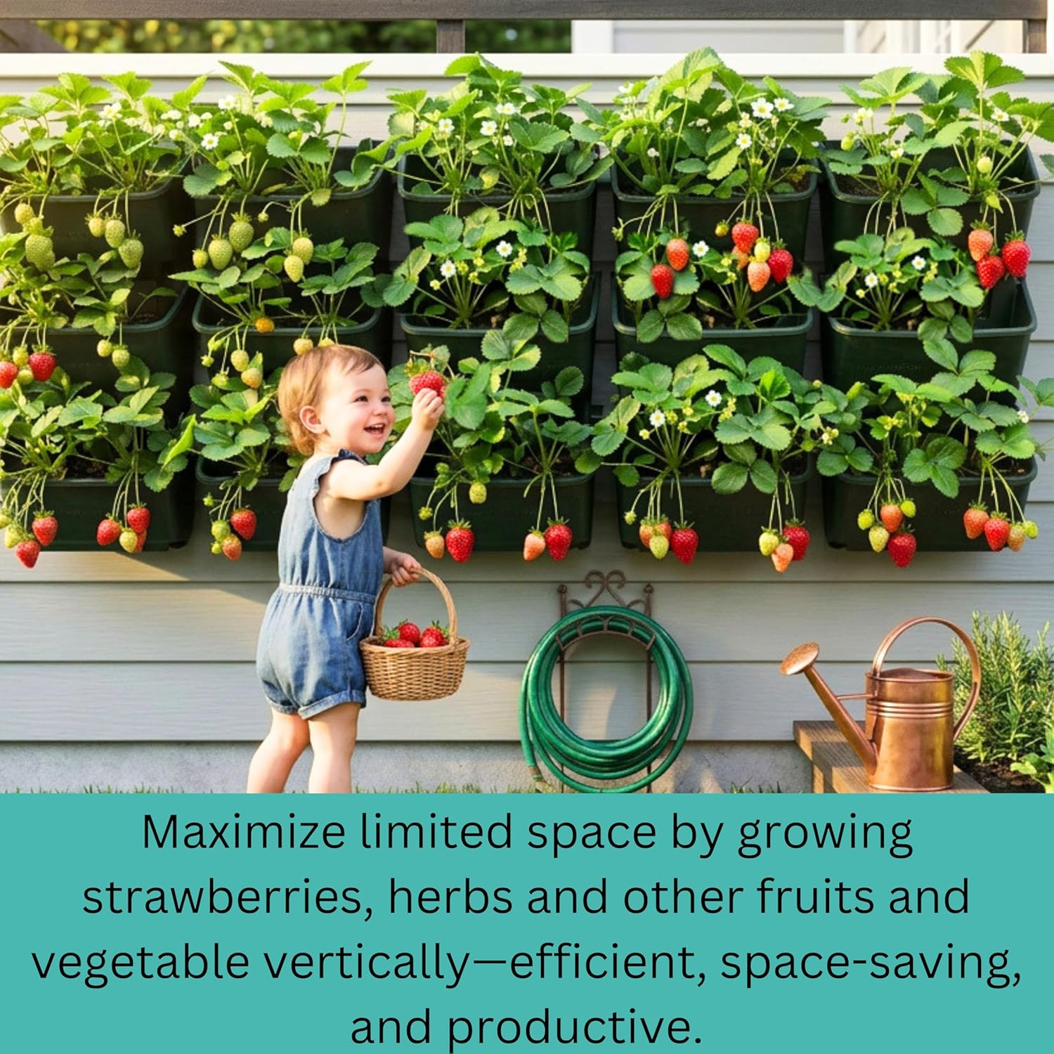 LaLaGreen Vertical Garden Planter – 24 Pack 13 Inch Dark Green Hanging Pots for Vertical Gardening, Indoor Outdoor Garden Use, Green Wall, Patio and Porch Decor, Ideal for Herbs, Flowers, Home Display