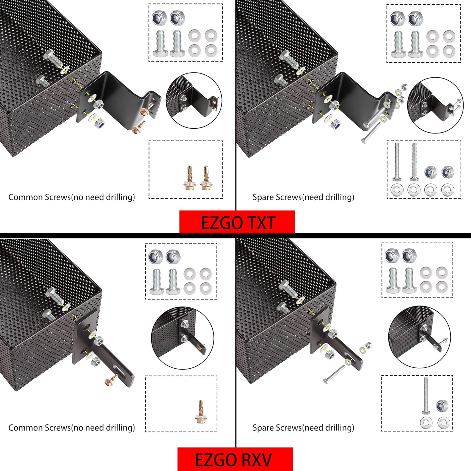 10L0L Golf Cart Front Inner Storage Basket Compatible with EZGO TXT & RXV Models, Large Compartments Dashboard Front Storage Tray Organizer