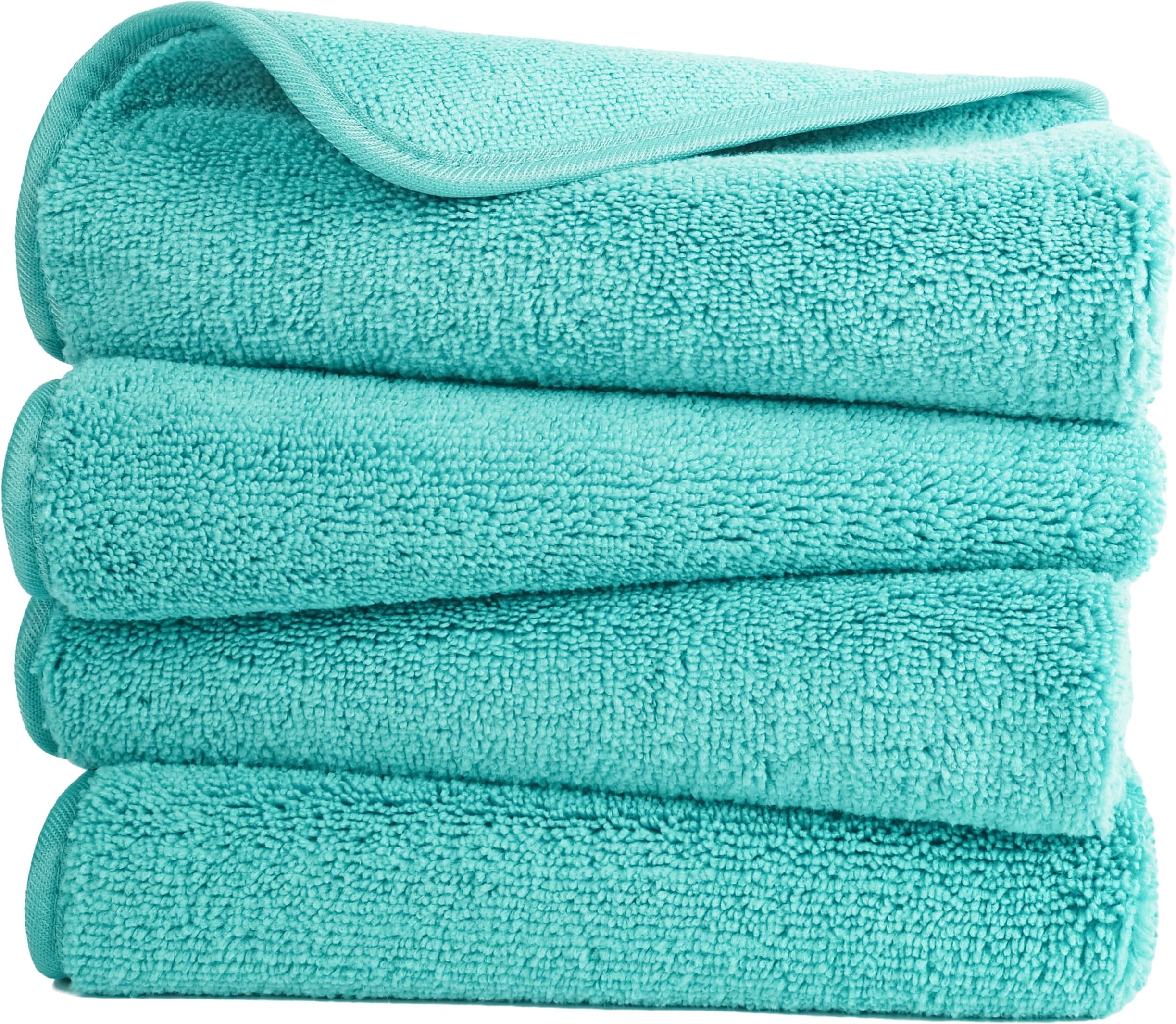 – Quick Dry Lint Free Microfibre Hand Towel, 40 x 76 cm, Set of 4 (Aqua)