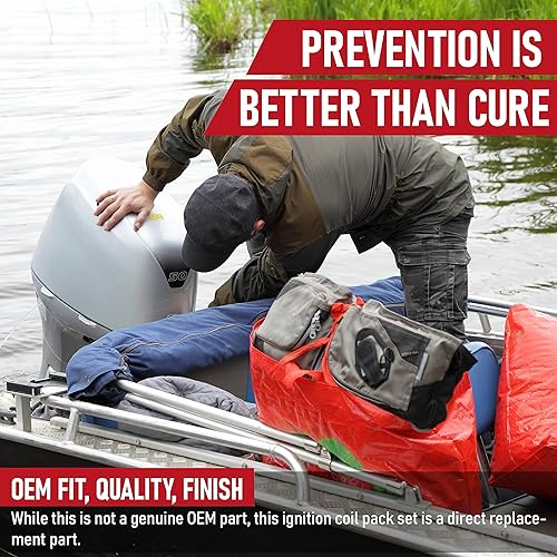 Miniatura 6 de Paquete de 4 bobinas de encendido, compatibles con Johnson y Evinrude 4-60HP, 25-75HP, 65-140HP, 150-250HP, 250-300HP - 2, 3, 4, 5, 6, 8 cil.