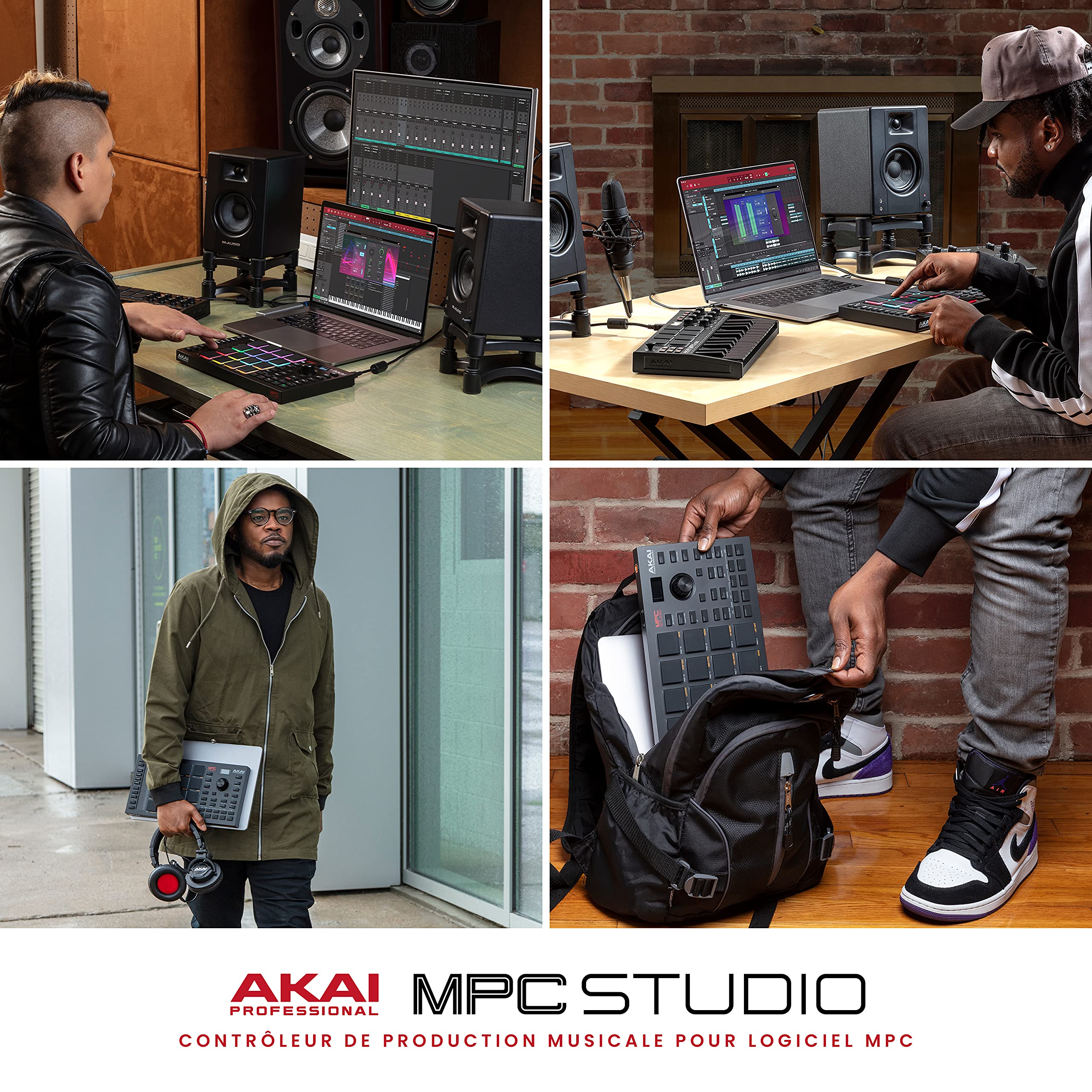 Akai Professional MPC Studio - Contrôleur MIDI Beat Maker avec 16 pads RVB sensibles à la vélocité, logiciel MPC, Touch Strip assignable et écran LCD
