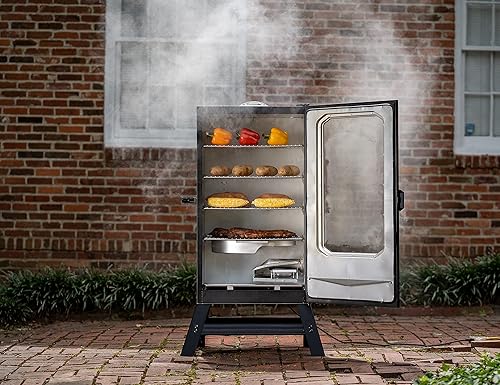 Vista 5 de Masterbuilt Ahumador vertical eléctrico digital para barbacoa de 40 pulgadas con kit de patas, cargador de virutas de madera lateral y 970 pulgadas