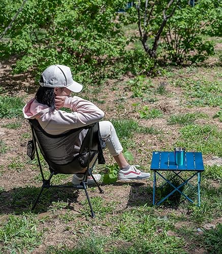 Miniatura 2 de iClimb 1 silla de pies grandes antihundimiento y 1 paquete de mesa extensible, ultraligero y compacto para adultos solteros al aire libre,