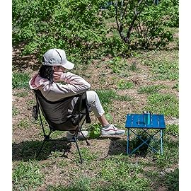 iClimb Ultralight Compact Camping Folding Beach Chair with Anti-Sinking Large Feet and Back Support Webbing (Woodland - Square Frame)