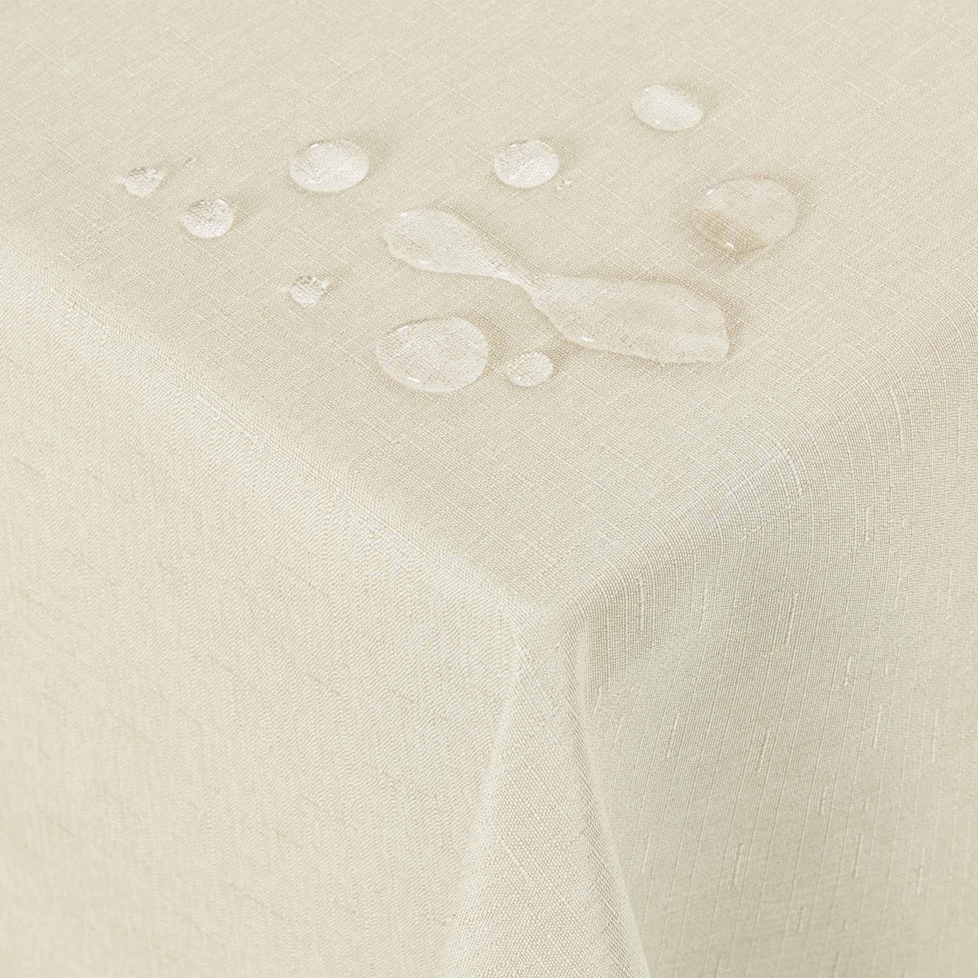 Deconovo Leinenoptik Tischdecke Wasserabweisend Tischwäsche Lotuseffekt 130x220 cm Beige