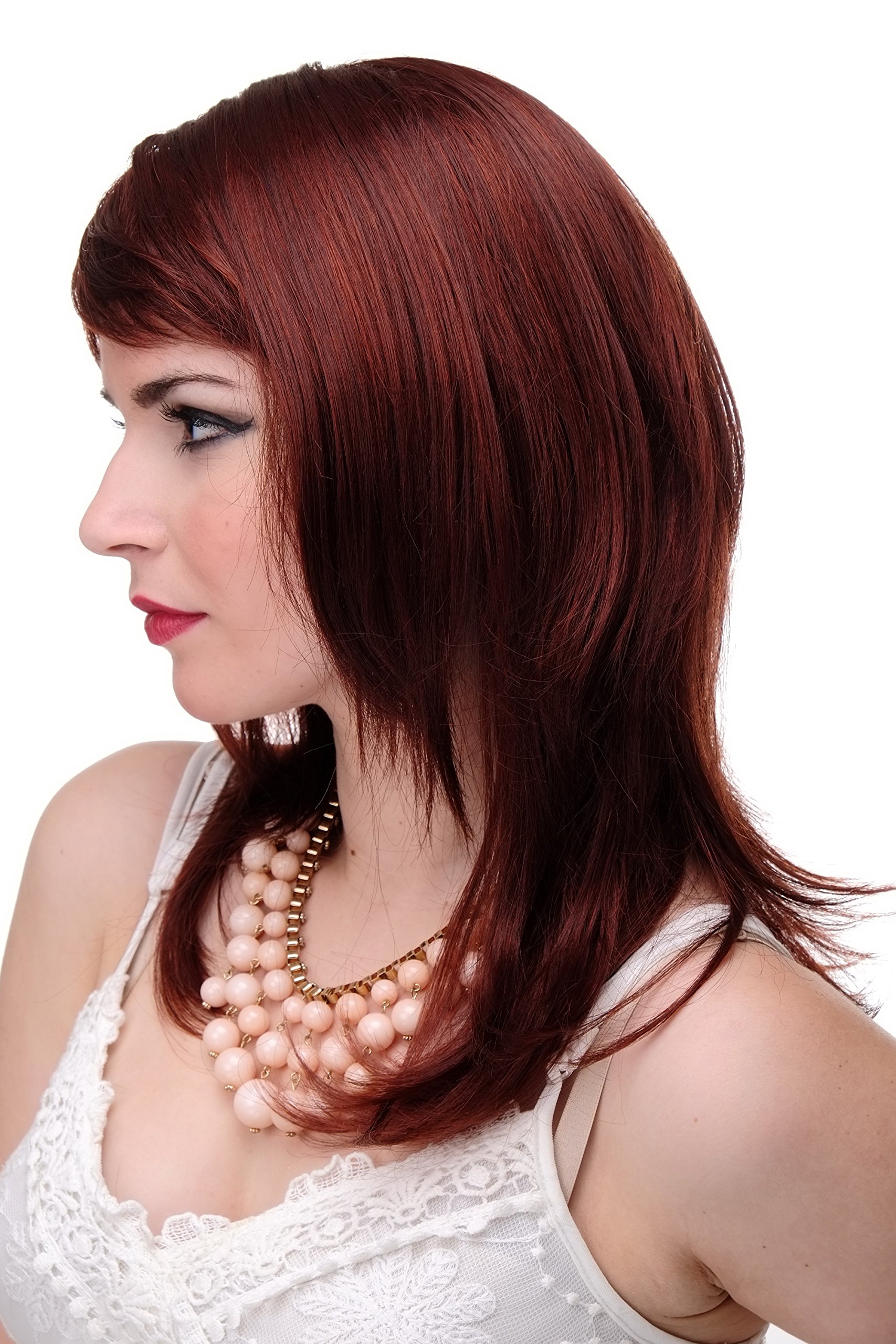 WIG ME UP 3003-33A/130 Lady Quality Wig long medium length naugthy long bangs (can part to side) straight layered brown red mix approx 19,5inch - Image 2