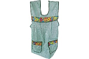 Mexican Apron with Pockets Floral Embroidery