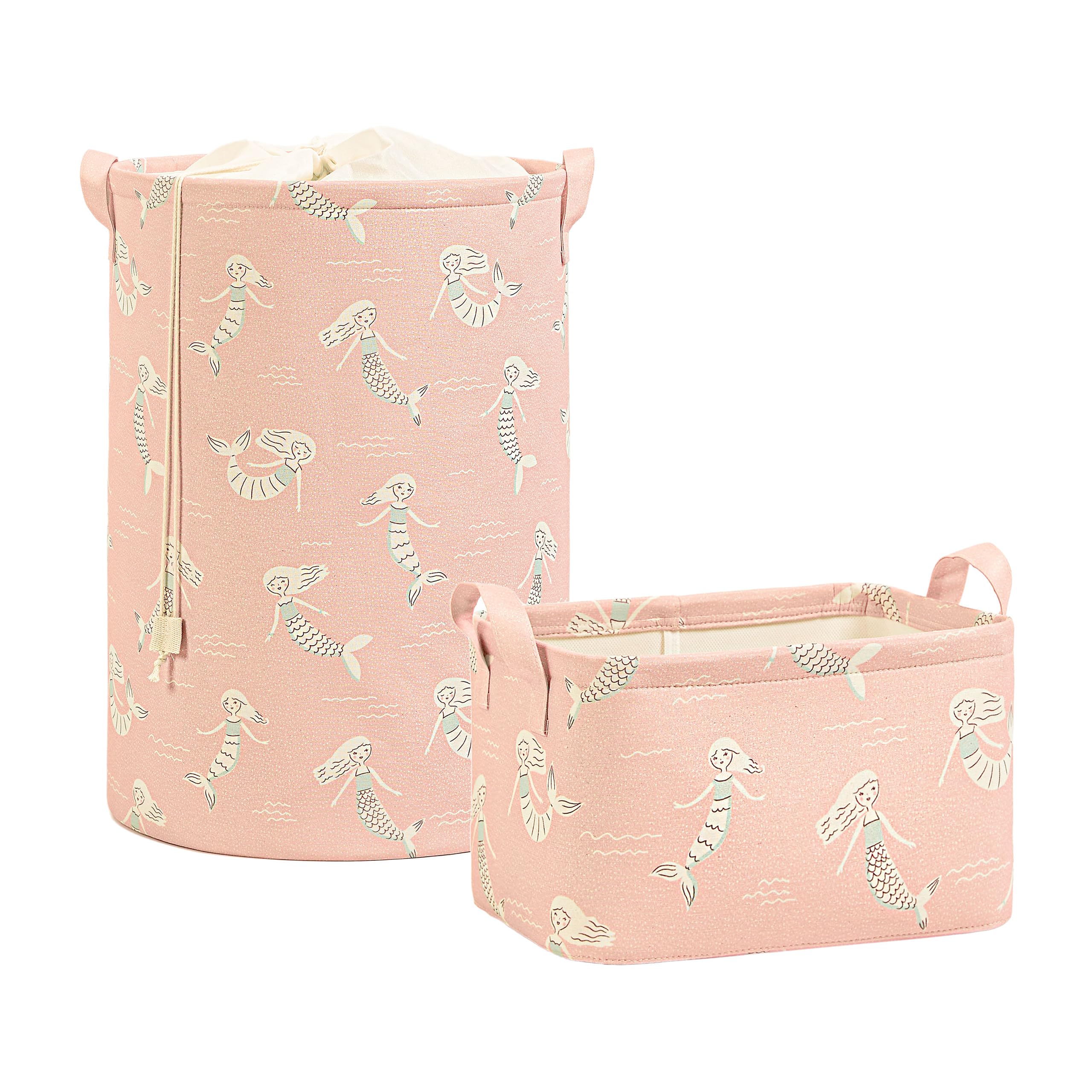 Ocean Home Textile 2'li Çocuk Odası Deniz Kızı Sepet Set 1 Adet 30 x 21 x 18/36 x 48 cm