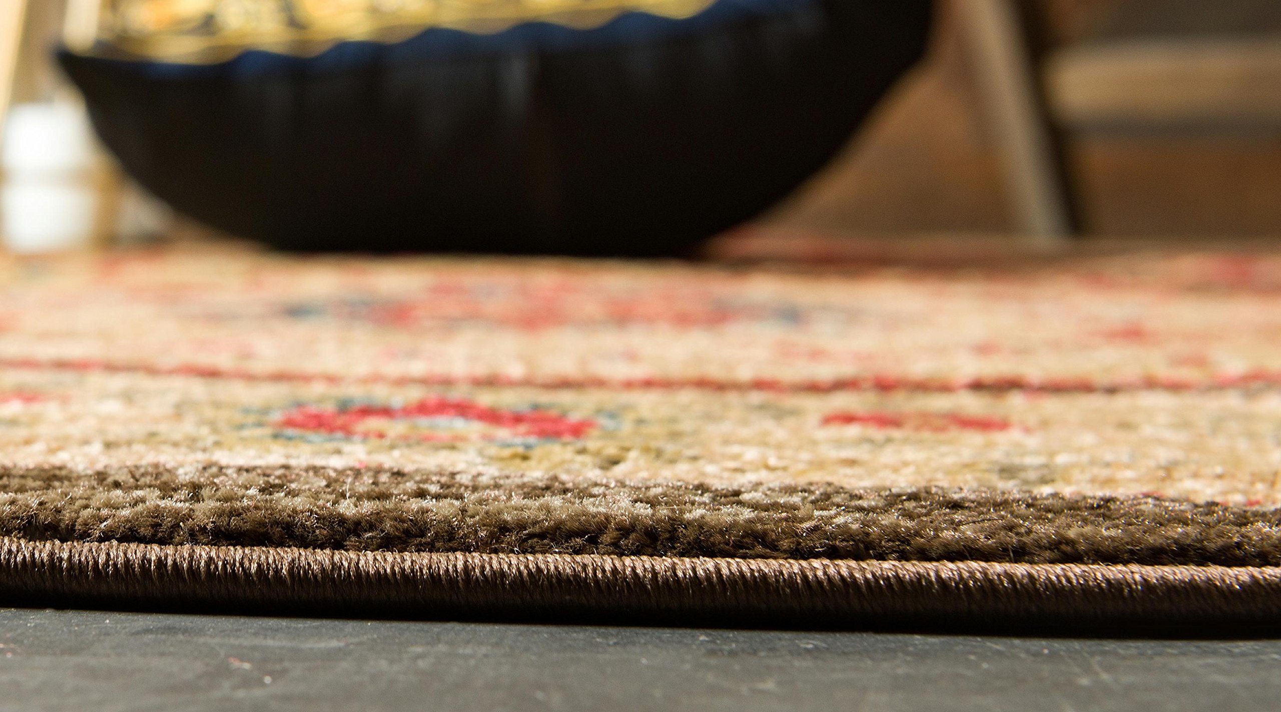 Unique Loom Edinburgh Border Design Rug 8' X 8' Round Red/Black