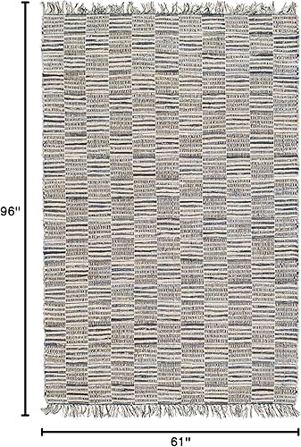 Miniatura 2 de Unique Loom Chindi - Alfombra rectangular de yute (5 pies 1 pulgada x 8 pies, rectangular, gris oscuronatural)