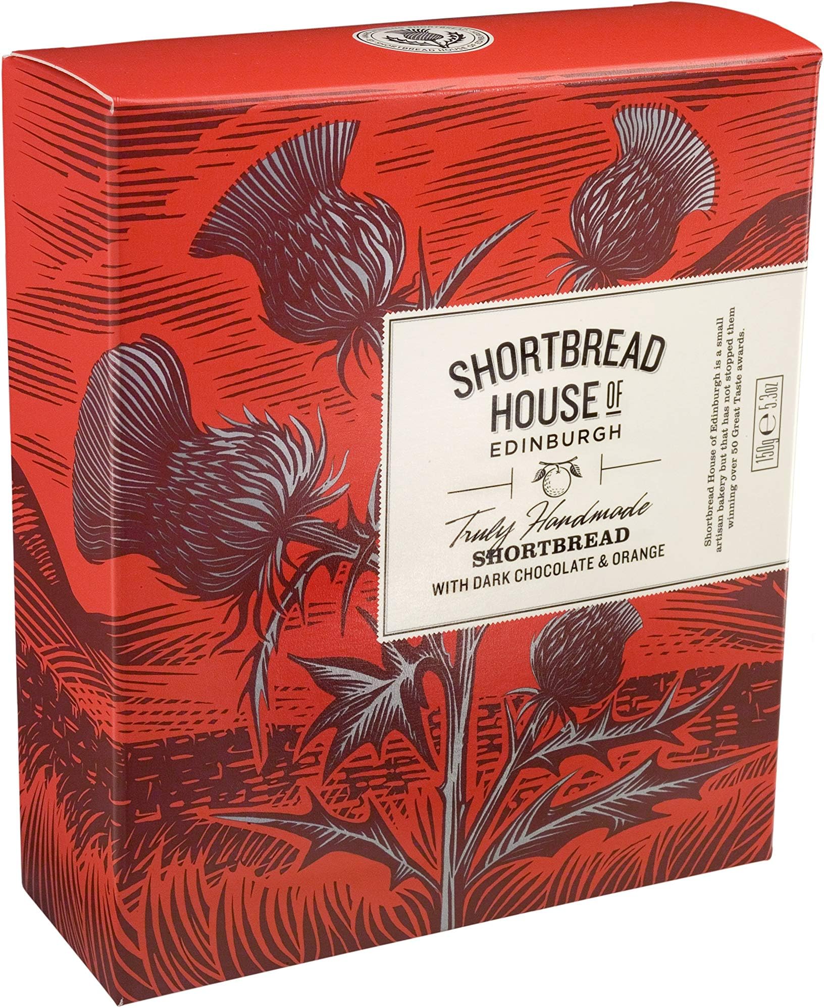 Shortbread House of Edinburgh | Handmade Mini Shortbread Biscuits with Dark Chocolate and Orange | 150g Box