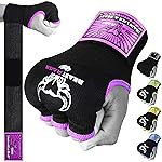 BEAST RAGE Inner Gloves with Hand Wraps Quick Wrap Long 36 Wrist Support MMA Muay Thai Bandages Punching Martial Arts Training Men Women Kickboxing Bandages Under Bag Gloves (Purple, S (Adult))