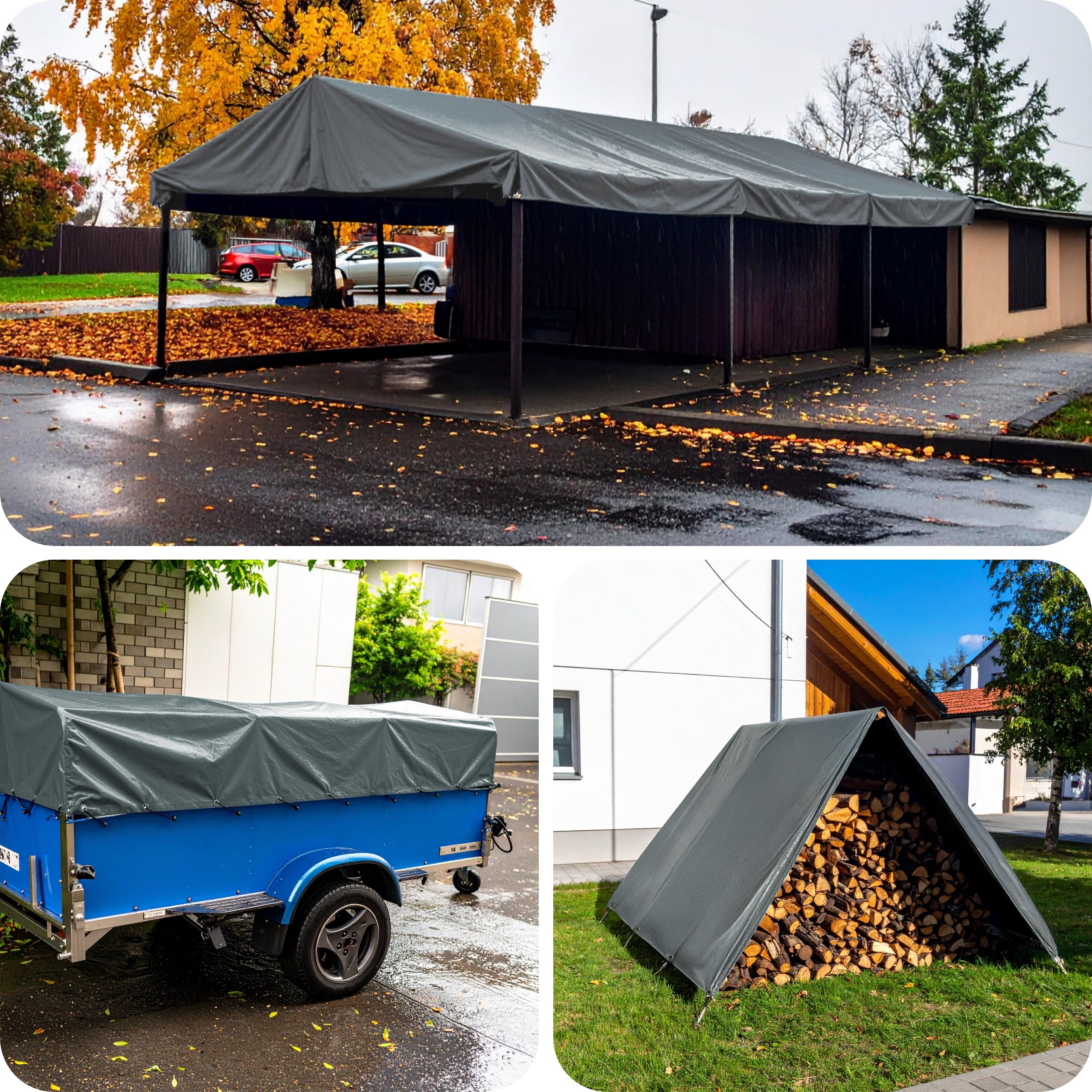 Garronda Bâche de Protection Exterieur Imperméable 3x3 m 120g/m² GD-0162 | Bâche à Oeillets, Tres Résistante, PP Tissé, Réutilisable, Anti-UV pour Bois Jardin Camping Remorque Voiture Piscine Chantier