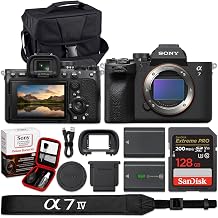 Sony a7 IV Mirrorless Camera Body USA Model | 33MP Full-Frame, 4K 60p 10-Bit, Real-Time Eye AF, SanDisk 128GB Ultra Memory Card, Spare Battery, Deluxe Starter Kit & Camera Case